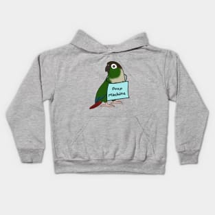 Poop Machine Green cheeked conure Kids Hoodie